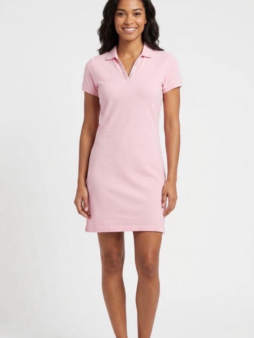 NWT IZOD Pink Polo Dress XS Rhinestone Collar Preppy Golf Mini Dress